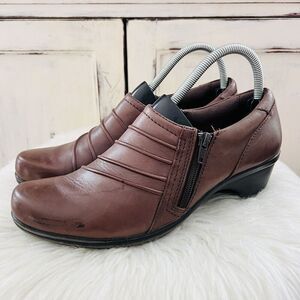Michel Maynard Soft Dark Brown Leather Side Zip Comfort Shoes ~ Size 10M